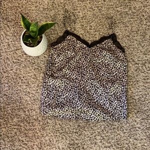 Abercrombie Cheetah Cami with Lace Trim